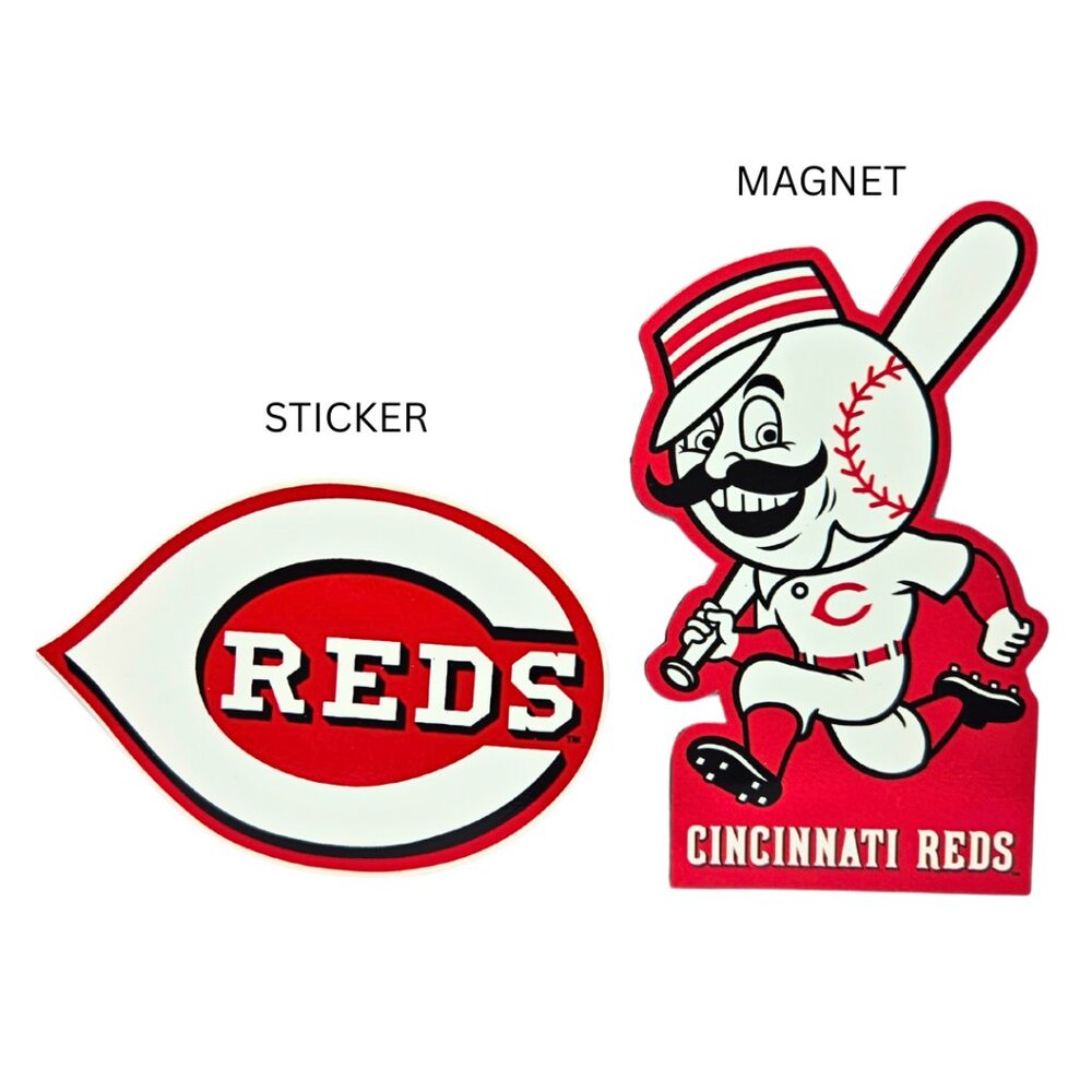 MLB Baseball Cincinnati Reds Mascot Mr. Redlegs Magnet & Sticker